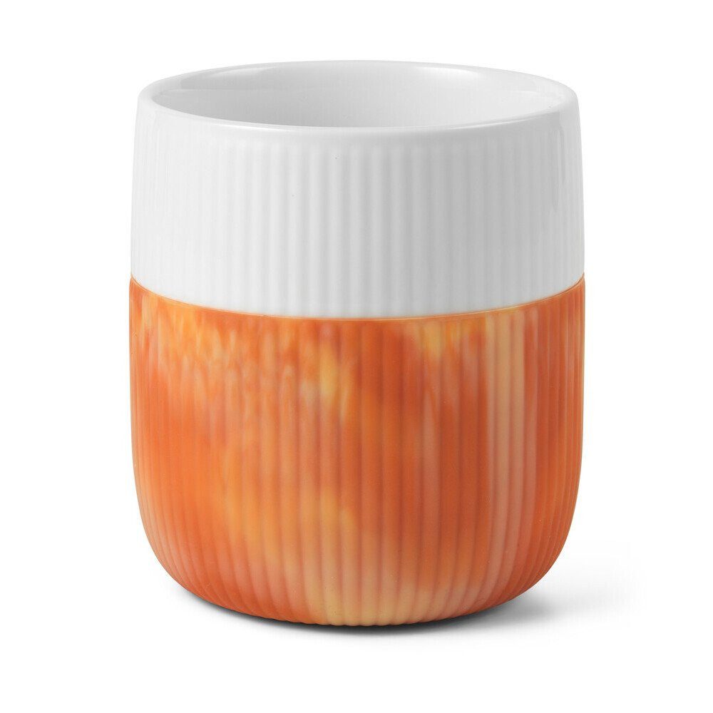 ROYAL COPENHAGEN Becher Contrast Gerippt Marmor Becher 0,35 l Warm Ochre, 1-tlg., Porzellan, Silikon, Becher, Ø8,5cm, Porzellan, mehrfarbig