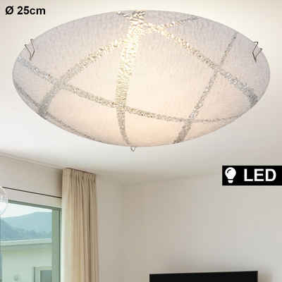 etc-shop LED Deckenleuchte, LED-Leuchtmittel fest verbaut, Warmweiß, LED Decken Strahler Glas Lampe geeist Wohn Ess Zimmer Beleuchtung
