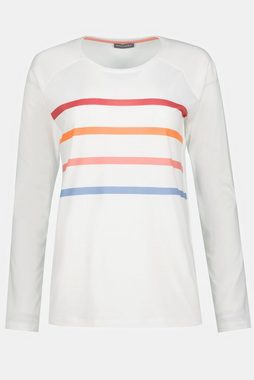 Gina Laura Sweatshirt Shirt Ringel Rundhals Raglan-Langarm