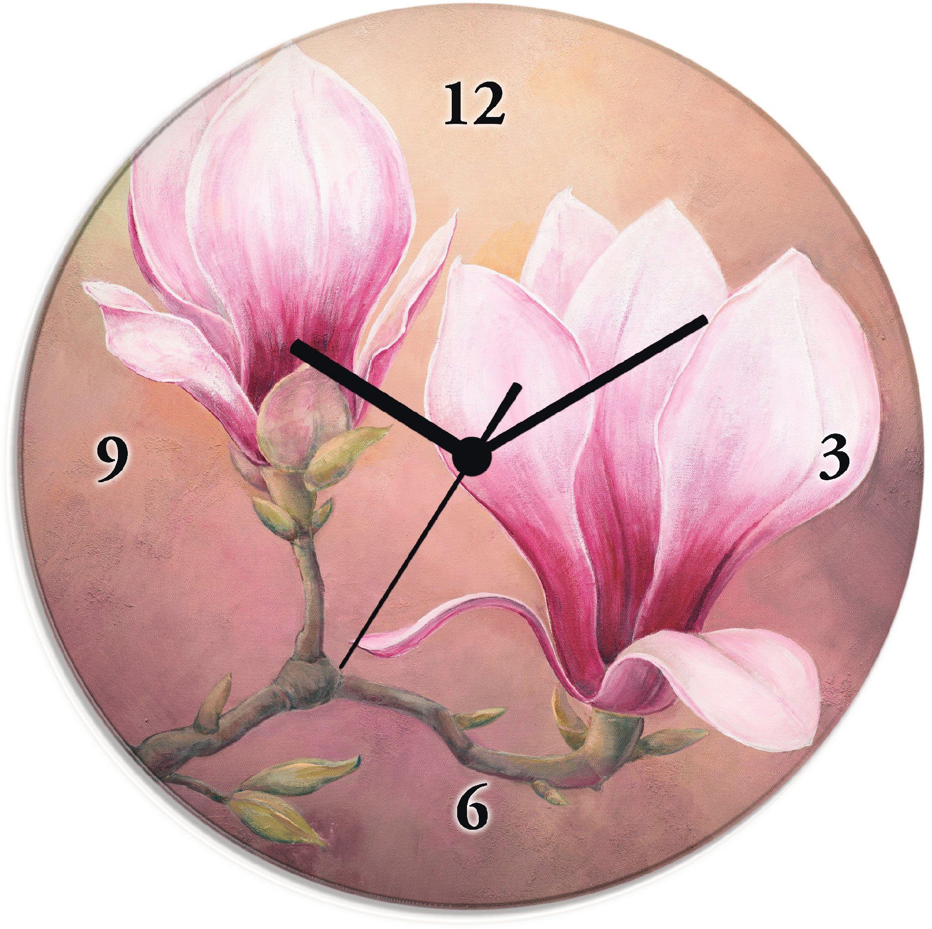 Artland Wanduhr Späte Magnolie (wahlweise mit Quarz- oder Funkuhrwerk, lautlos ohne Tickgeräusche)