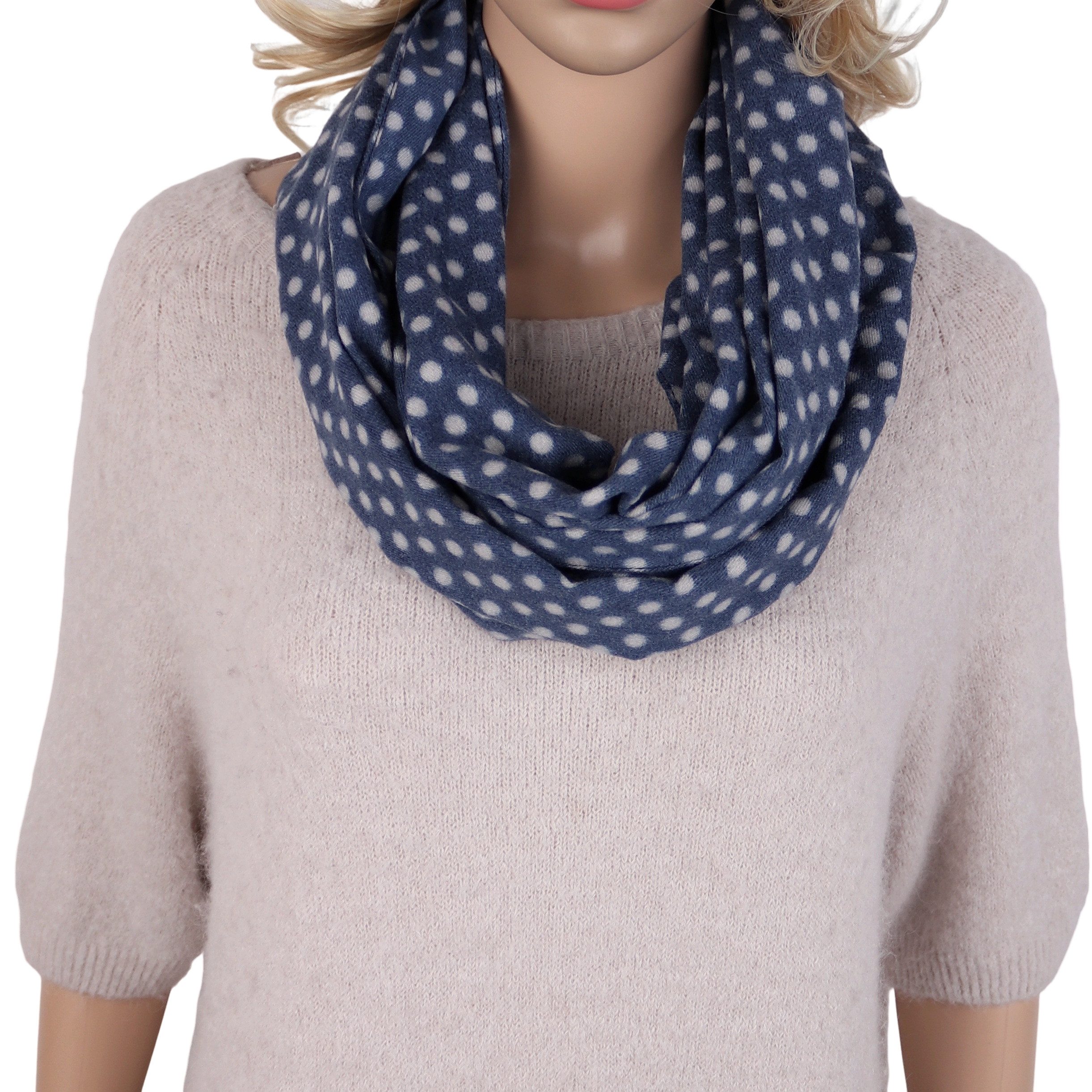 MIRROSI Loop Damen Loopschal, etwas dickerer Stoff, mit Punkte Muster, (ca.160x40cm, zweimal um den Hals wickelbar, Neue Kollektion Herbst/Winter 2026), superweicher Winterschal, dicker Schlauchschal