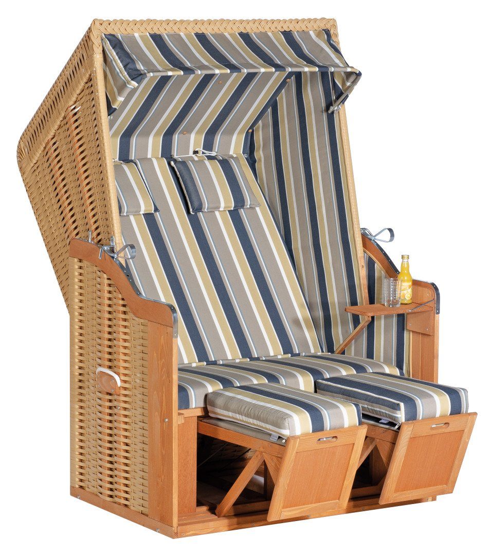 Natur24 Strandkorb Rustikal 50 Gartenstrandkorb 2-Sitzer Kunststoffgeflecht Beige, BxTxH: 120x80x160 cm, 71171770