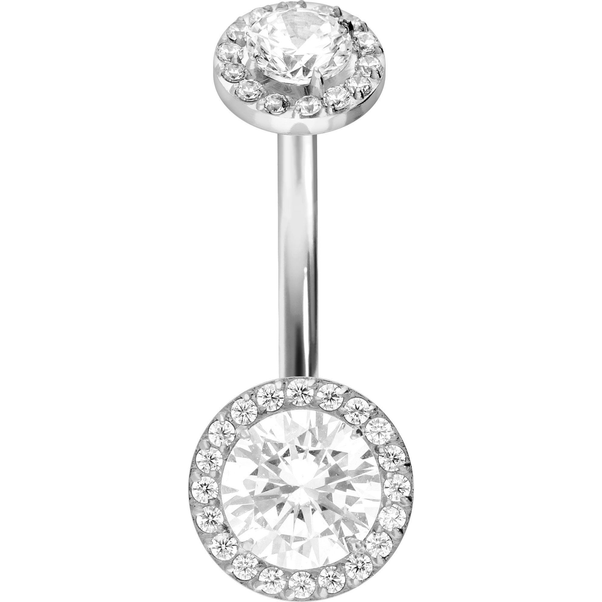 PIERCINGLINE Bauchnabelpiercing Titan Bananabell mit Innengewinde 2 KRISTALLDISCS (Bananabells, 1-tlg)