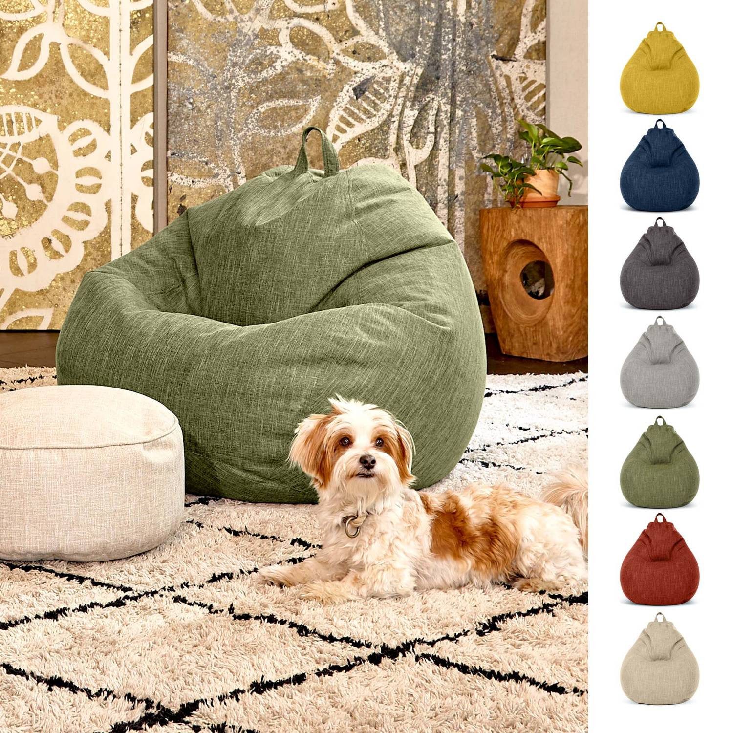 Green Bean Sitzsack Indoor Sitzsack Home Linen L - 200 Liter (Indoor Riesensitzsack mit EPS-Perlen Füllung, Kuschelig Weich Waschbar), Sitzkissen Lounge Chair