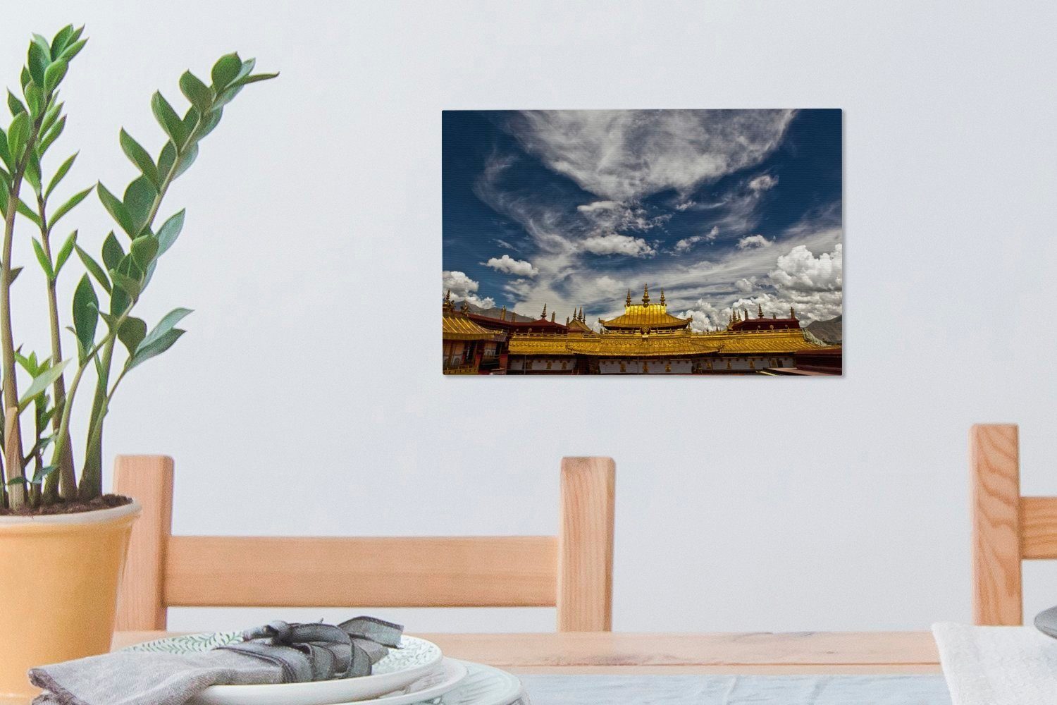 OneMillionCanvasses® Leinwandbild Frontansicht des Jokhang-Tempels Aufhängefertig, 30x20 St), (1 Wandbild Wanddeko, Leinwandbilder, in cm Tibet