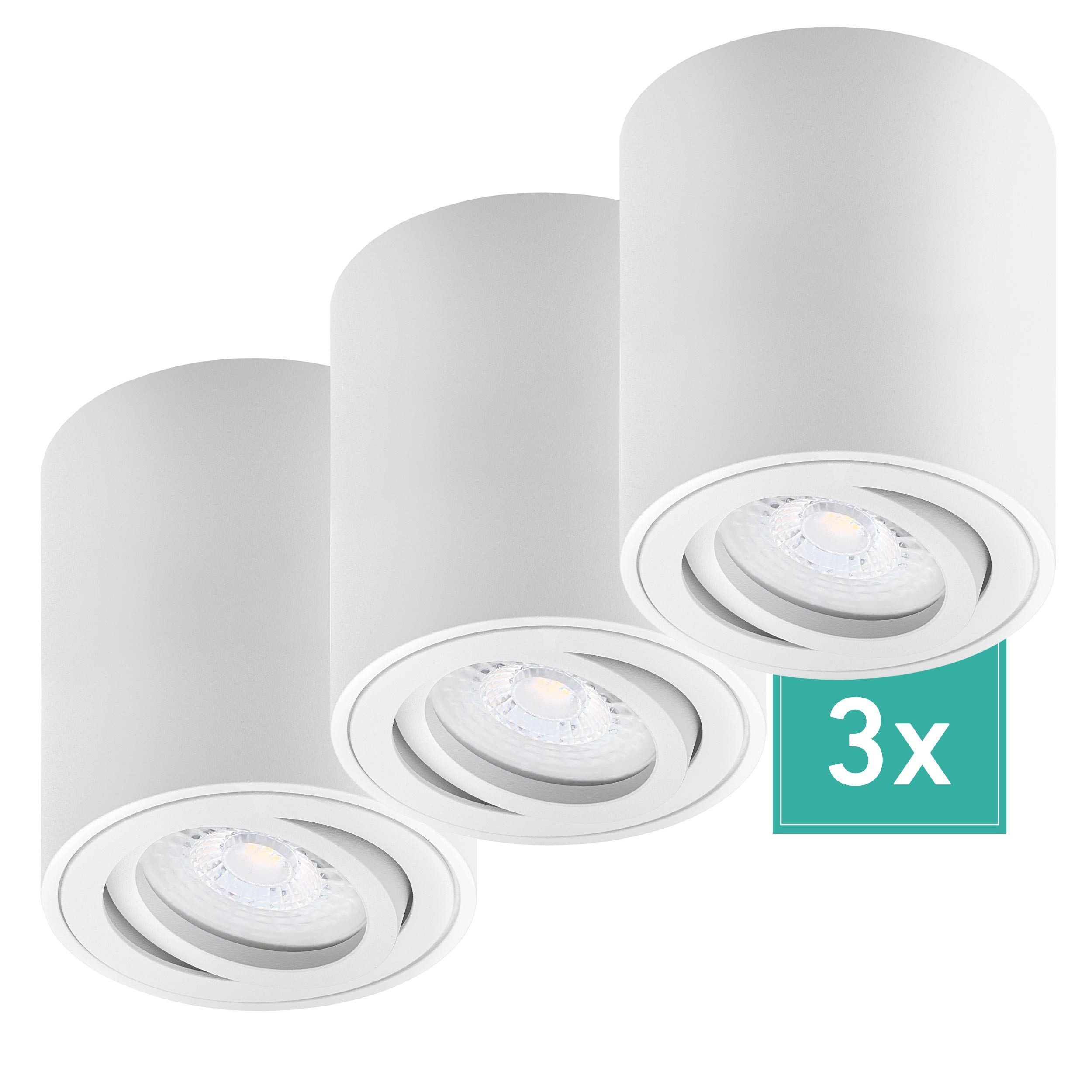 Oktaplex lighting LED Deckenstrahler Lile M Aluminium Aufbaustrahler weiß dimmbar, inklusive Leuchtmittel, 10724, 4000K 370lm 4,9W Deckenspot 230V