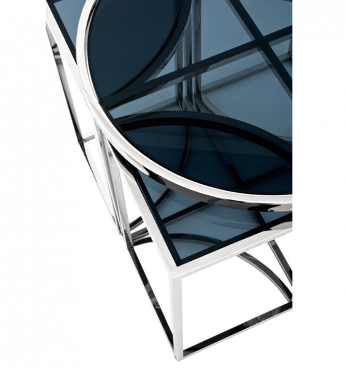Padrino Luxus Beistelltisch Art Qualität - Set mit Casa 5er Beistelltisch Designer Luxus Rauchglas Deco