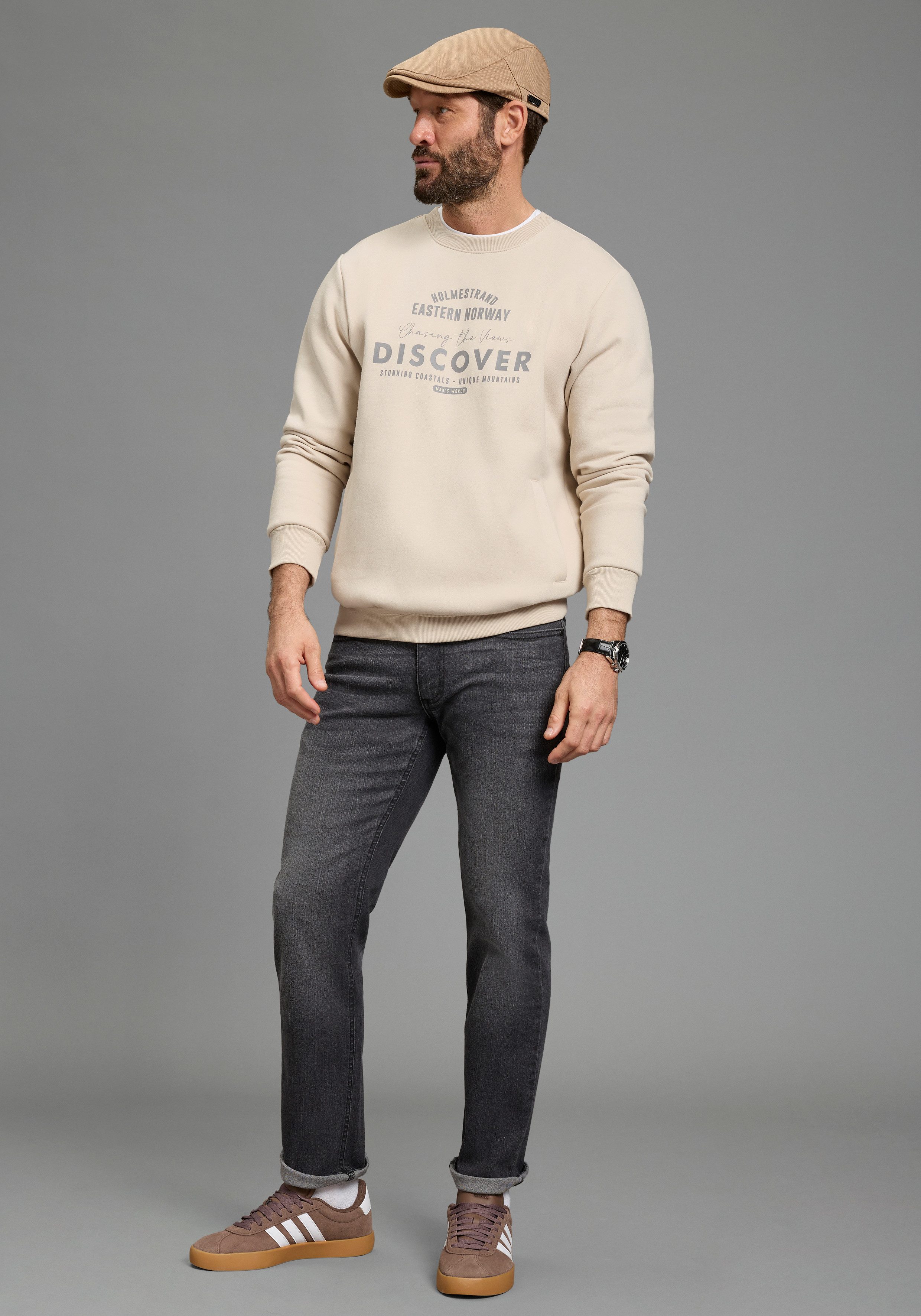 Man's World Sweatshirt mit Eingrifftaschen, Rundhalsausschnitt, Langarm-Design – Bild 4 von 5