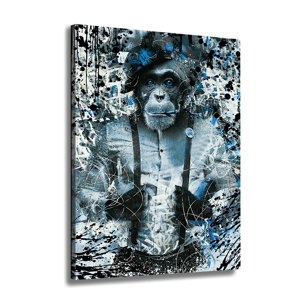 Artedinoi Leinwandbild Cool Monkey Pop Art Affe Leinwandbild Wandbild Deko Kunst XL, Cooler Affe, Porträt