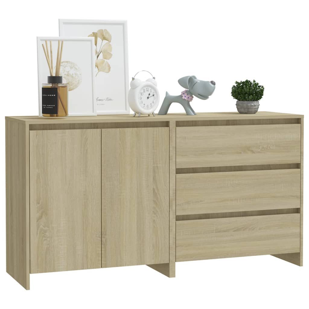 vidaXL Sideboard, 2-tlg. Kommode Sonoma-Eiche Holzwerkstoff