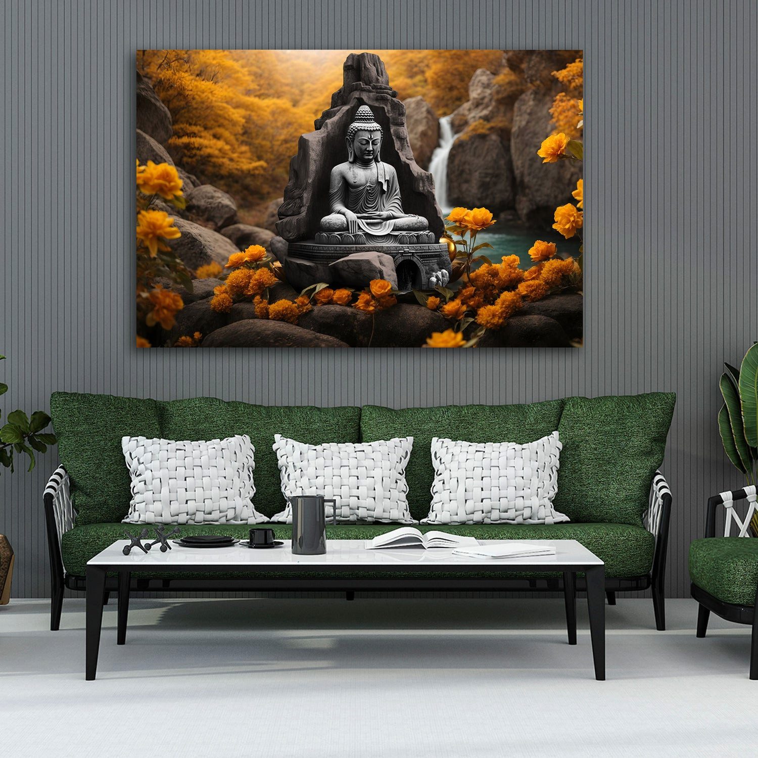 Artedinoi Leinwandbild Buddha Natur Wandbild Leinwandbild Kunst XXL Deko, Buddha in der Natur
