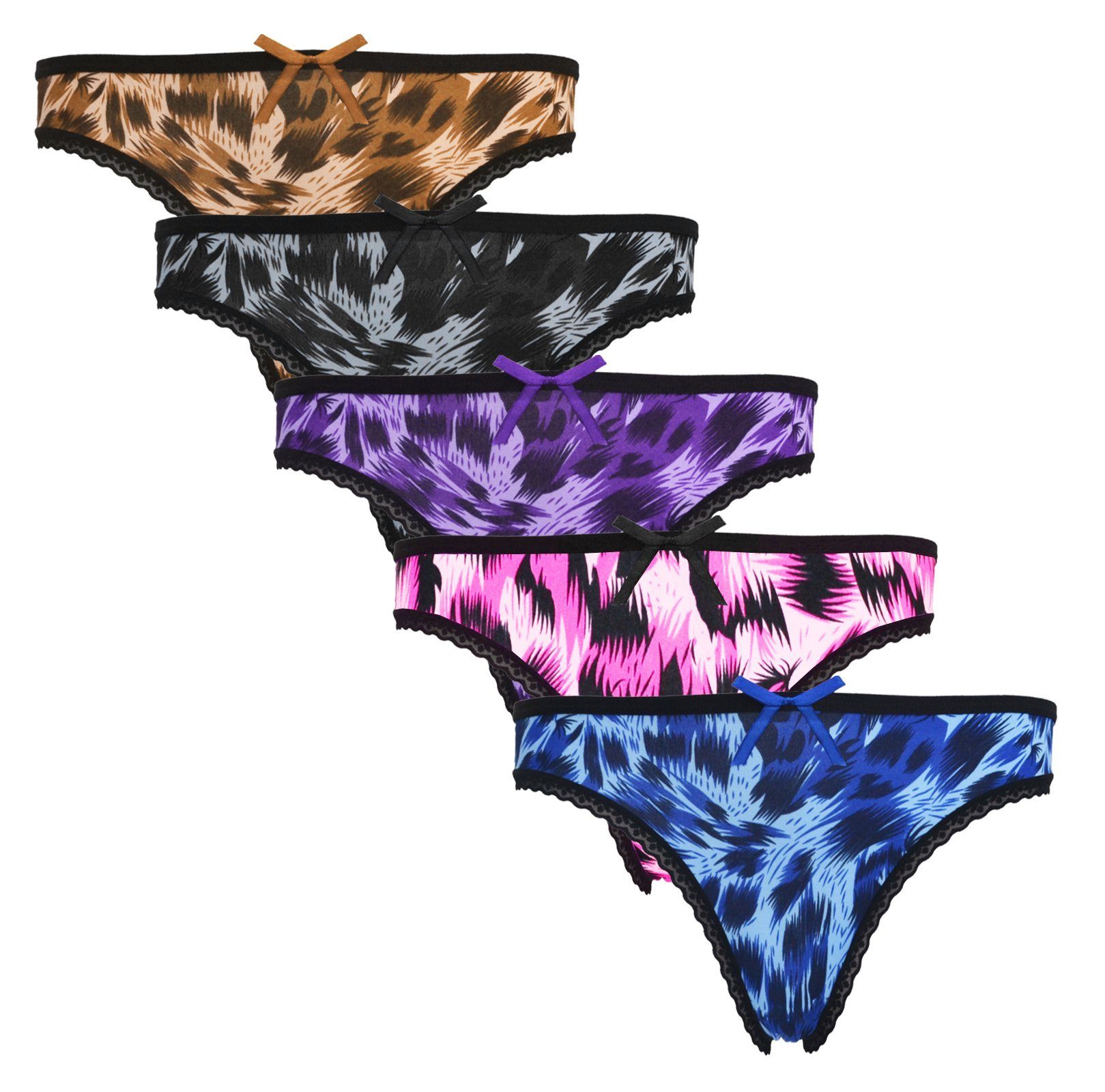Tangaslip 5er Set Tanga String Tangaslip Damen Unterwäsche 803 Größe: XL