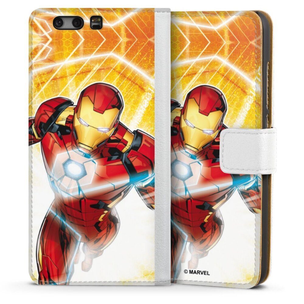 DeinDesign Handyhülle Iron Man on Fire, Huawei P10 Hülle Handy Flip Case Wallet Cover Handytasche Leder