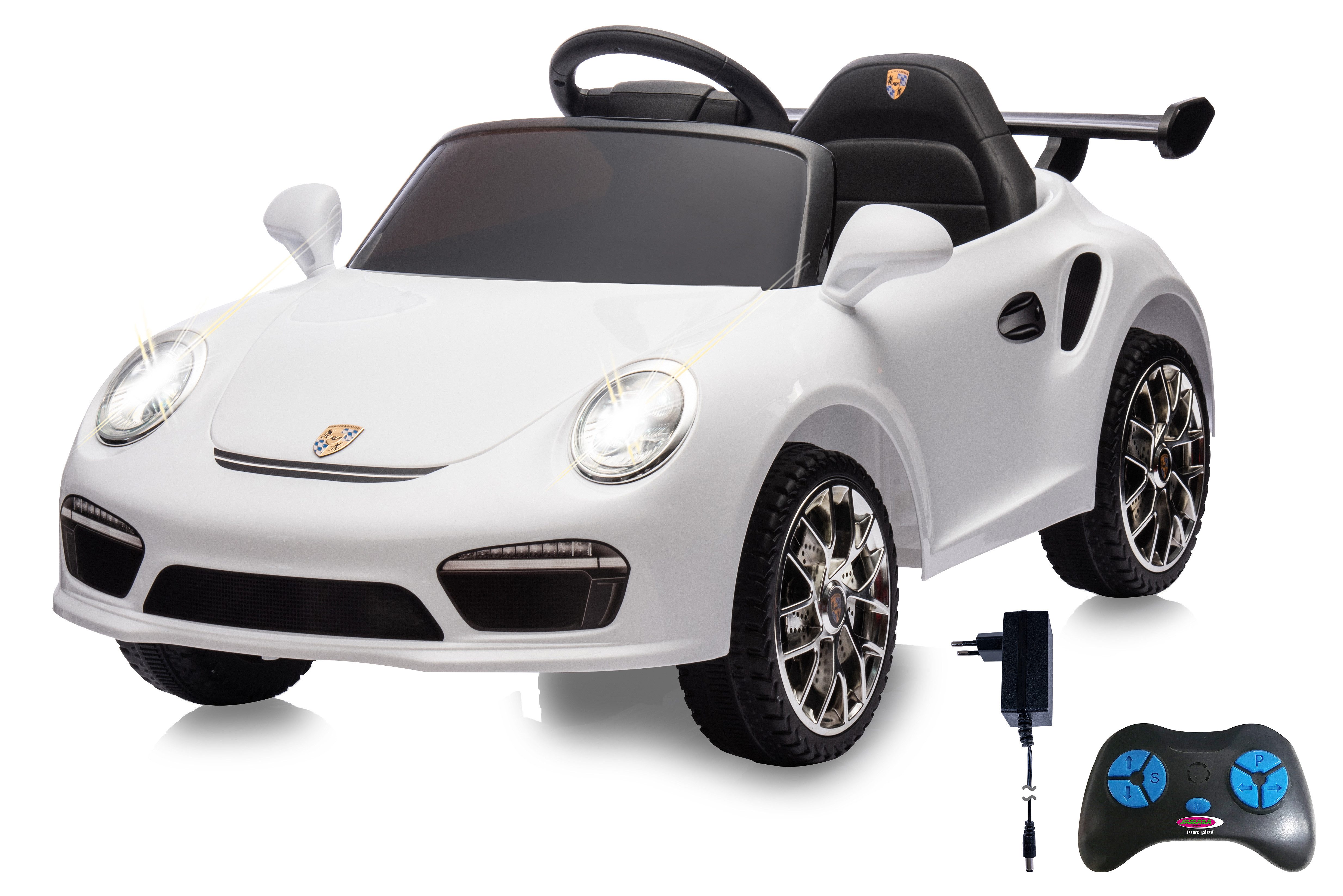 Jamara Elektro-Kinderauto Ride-on RUF CTR3 Club Sport weiß, 2,4GHz, Li-Power 12.6, Belastbarkeit 30 kg, mit Licht und Sound