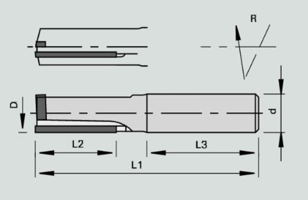 Wendeplattenfräser Z=1 Stehle [R] R Schaft-Fräser 12x60x12mm 3501