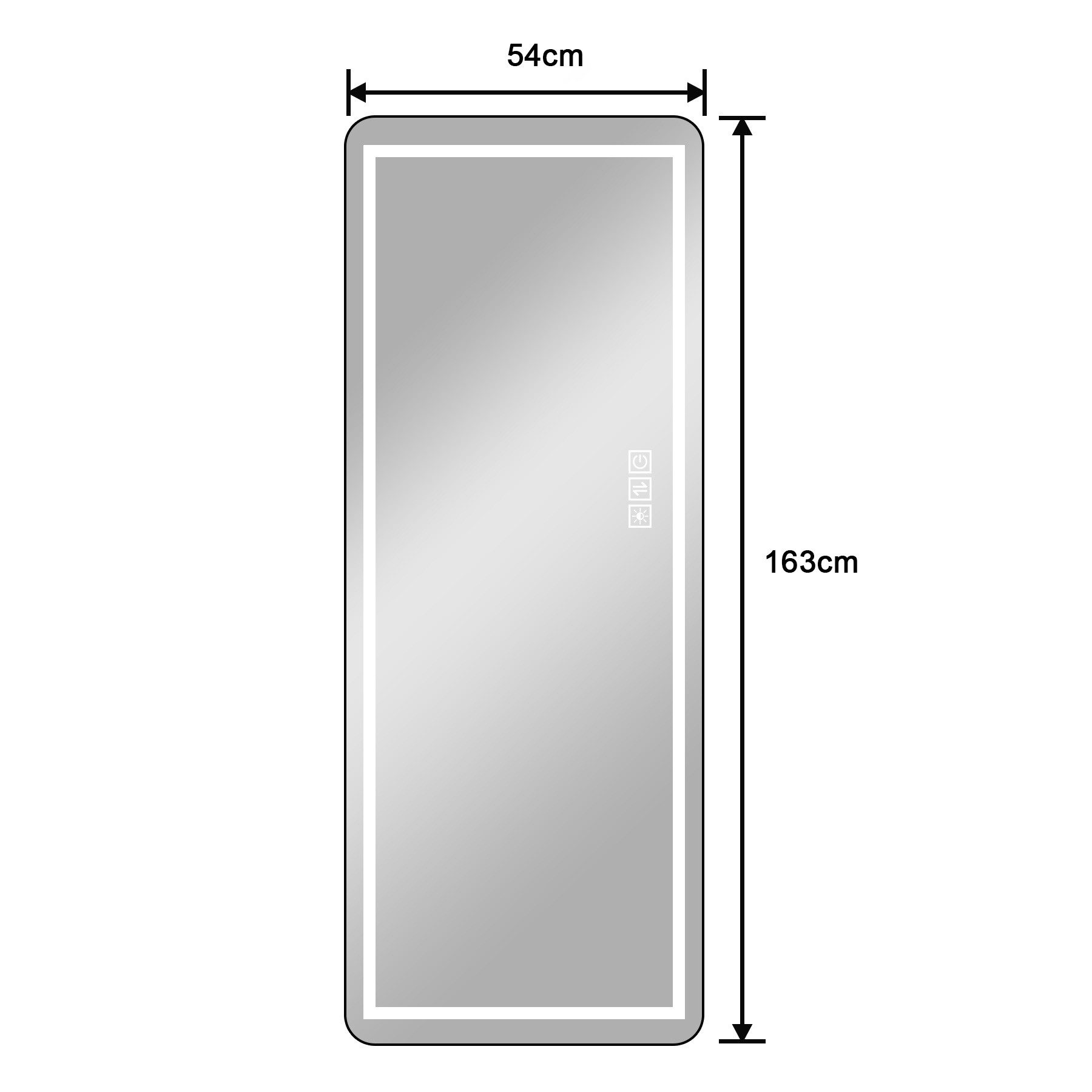 MODFU Ganzkörperspiegel Makeup Mirror for Bedroom & Bathroom (mit 3-Farb-Dimmung Schwarz/Silber, 1-St., 163 × 54 cm)