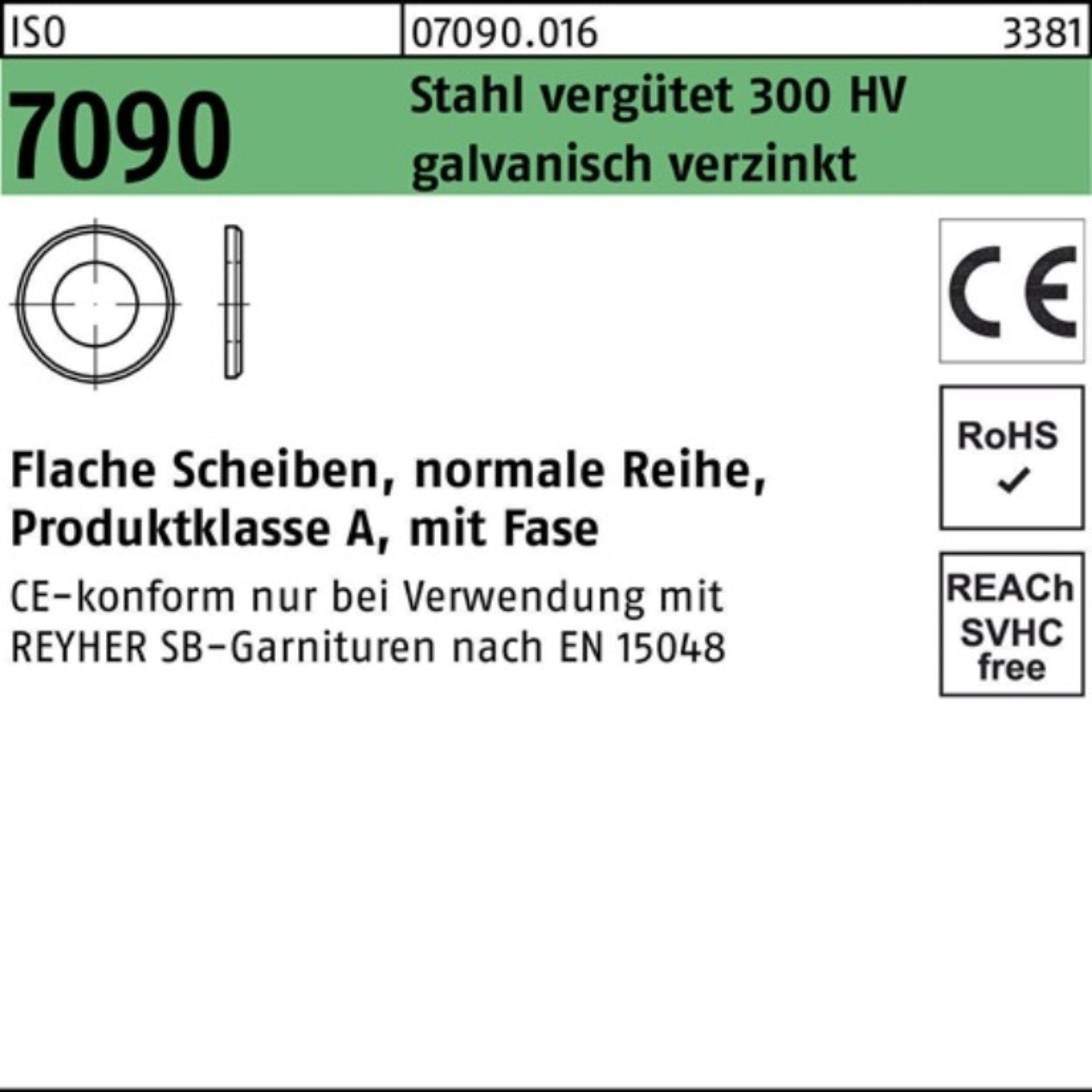 27 verg. 300 Reyher Unterlegscheibe Stahl ISO HV galv.ve Unterlegscheibe 100er Fase Pack 7090