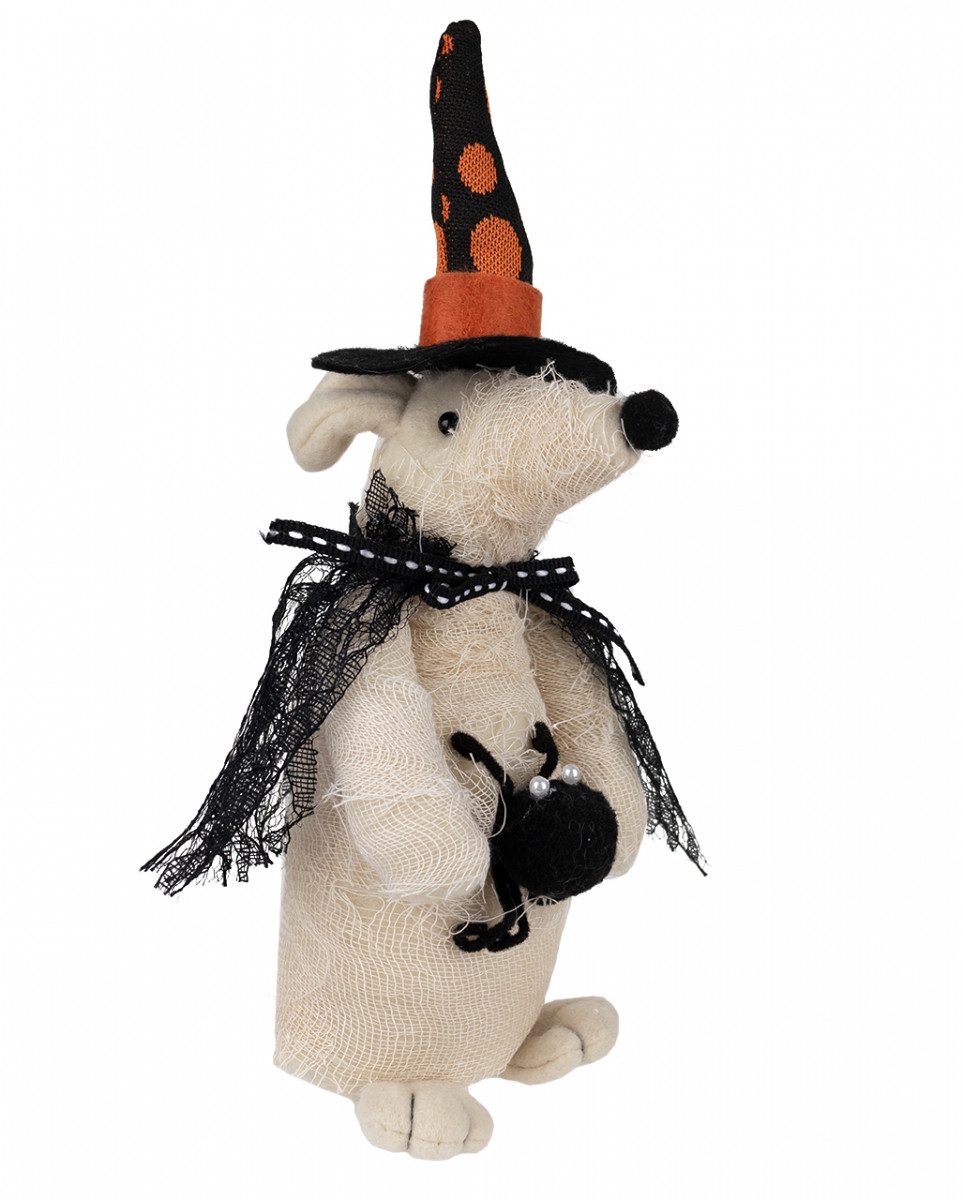 Horror-Shop Dekoobjekt Plüsch Halloween Maus mit Spinne als Dekofigur 23c