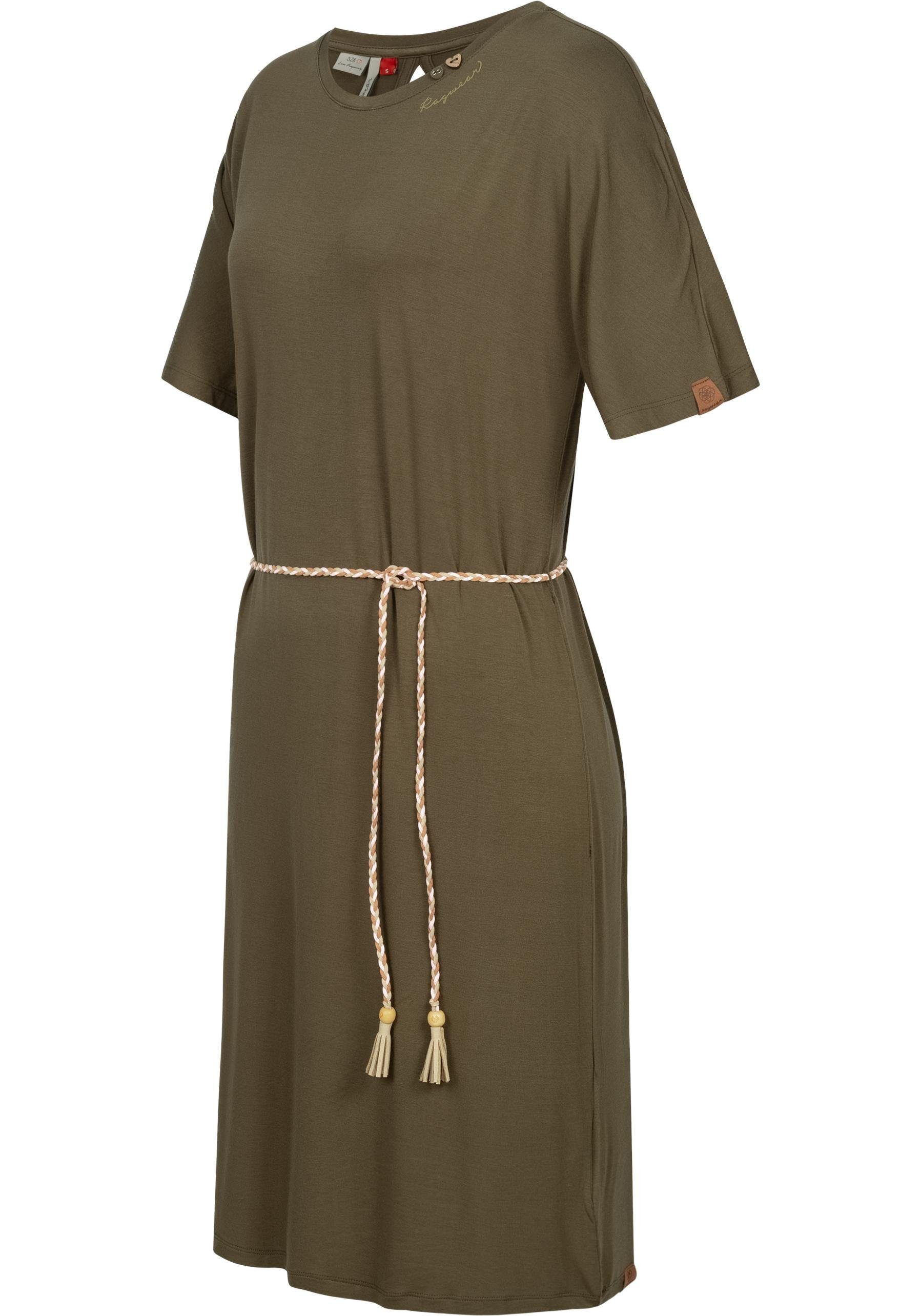 Ragwear Jerseykleid Kass stylisches Shirtkleid mit geflochtenem Gürtel günstig online kaufen