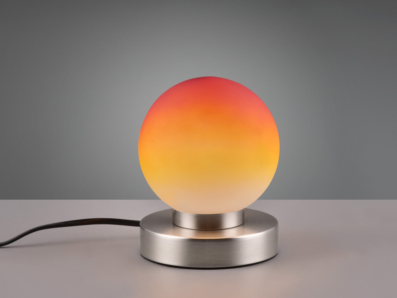 Reality Leuchten LED Nachttischlampe touch Kugel-Lampe, Höhe 15cm, dimmbar, LED wechselbar, Warmweiß, kleine Tischlampe mit Glas-Kugel, Tischleuchte inkl. E14 LED