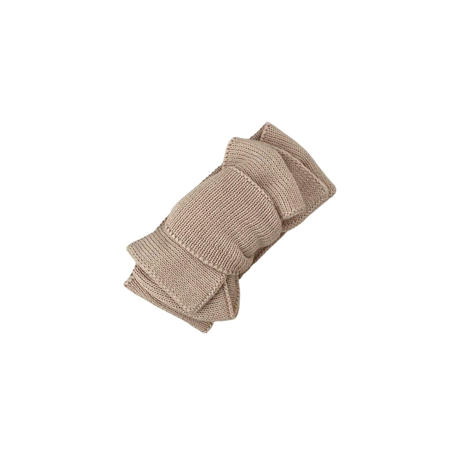 Erstlingsmütze Haarband Baby mit Schleife von 0-6 Monaten aus Biobaumwolle in Beige