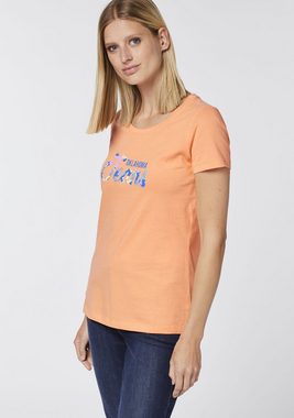 Oklahoma Jeans Print-Shirt mit floralem Label-Akzent