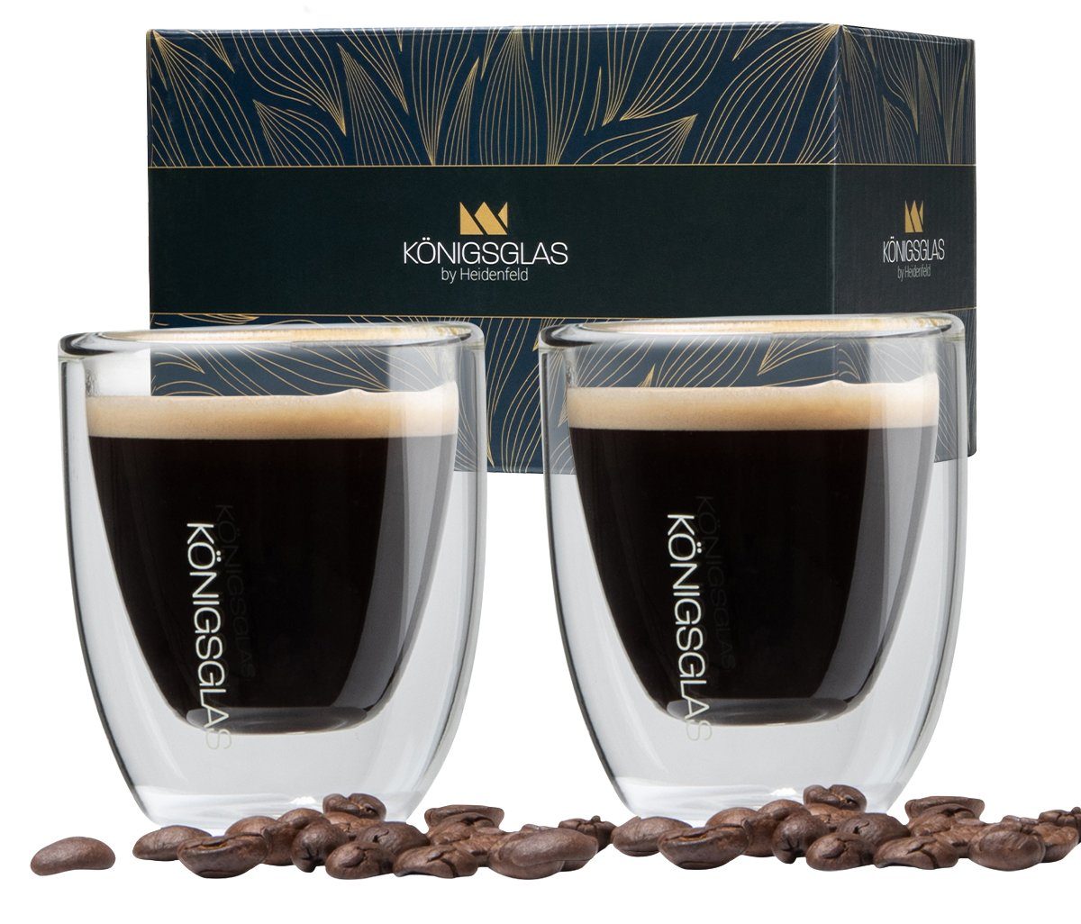 Königsglas Espressoglas Espresso Glas Set 80 ml doppelwandige Espressotassen, 2-tlg., Thermogläser, handgefertigte Kaffee Gläser 2/4er Set Cappuccino Latte Macchiato