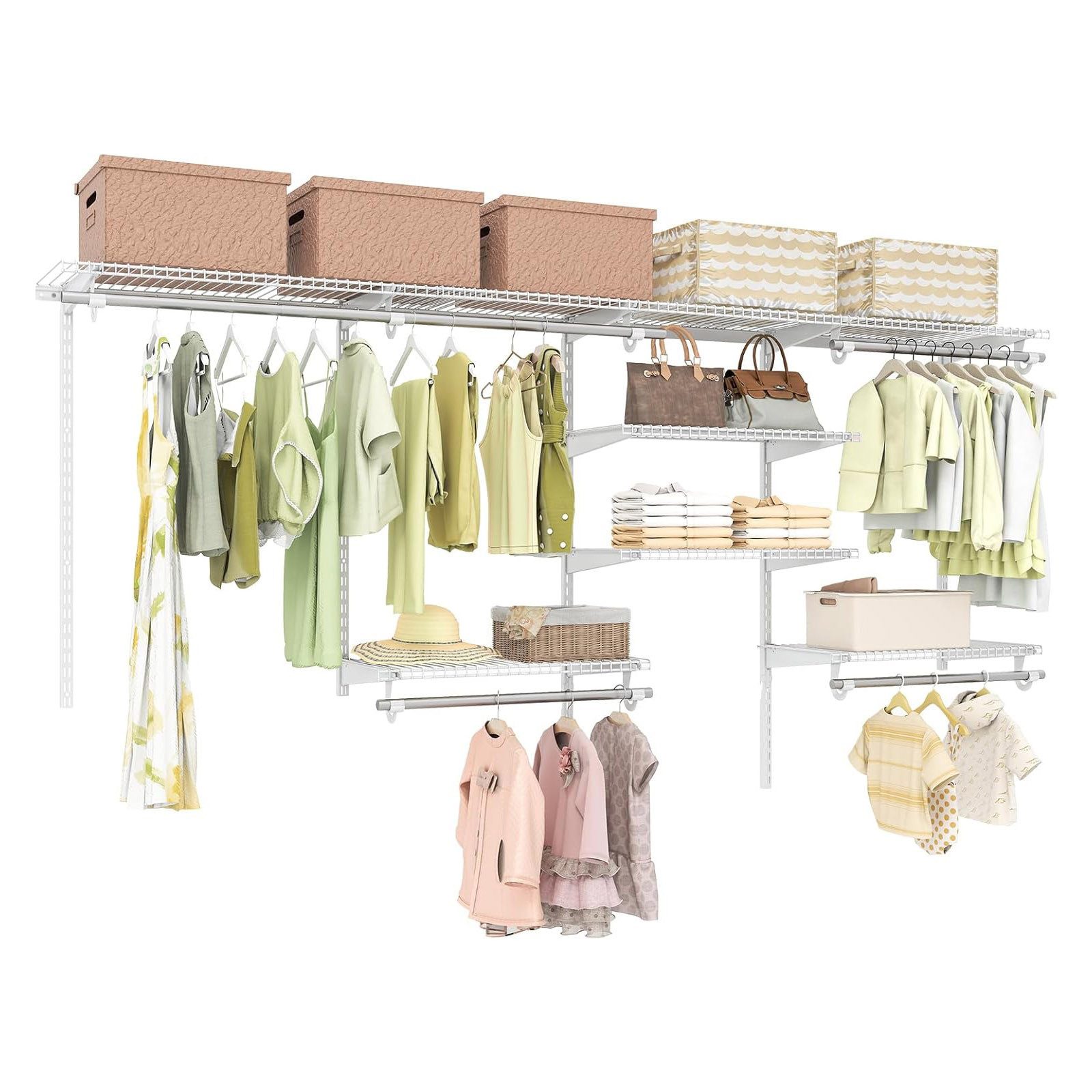 KOMFOTTEU Wandgarderobe, Kleiderstangen Wandgarderobe, 122-244 cm günstig online kaufen