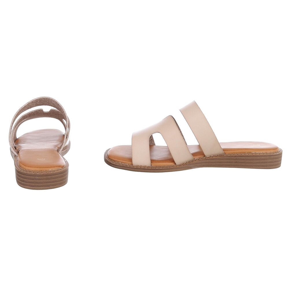 Ital-Design Damen Sandale mit breiten Riemen und bequemer Innensohle Pantolette (91409305) Keilabsatz/Wedge Pantoletten in Grau – Bild 5 von 5