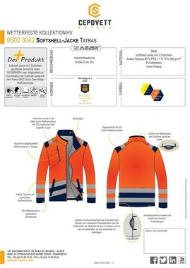 Cepovett Softshelljacke Unisex Hochsichtbar "Tatras" Warnschutz, Wärmekomfort, Windfest, Modul'wear