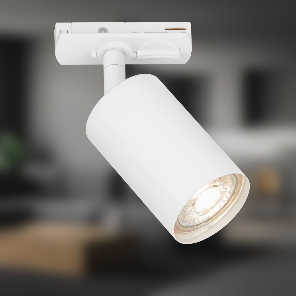Briloner Leuchten LED Deckenleuchte 8005016, Dimmfunktion, ohne Leuchtmittel, Abhängig vom Leuchtmittel - Warmweiß / Neutralweiß / Kaltweiß, Spotlight 138mm Weiß max.9W Schienensystem Rail Wohnzimmer Büro Küche