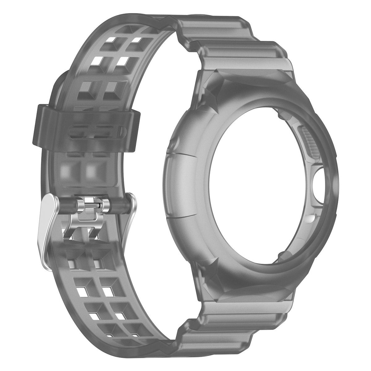 Wigento Smartwatch-Armband 2 Watch Armband Gehäuse Silikon Google Hell Schwarz + 1 mit Pixel Für