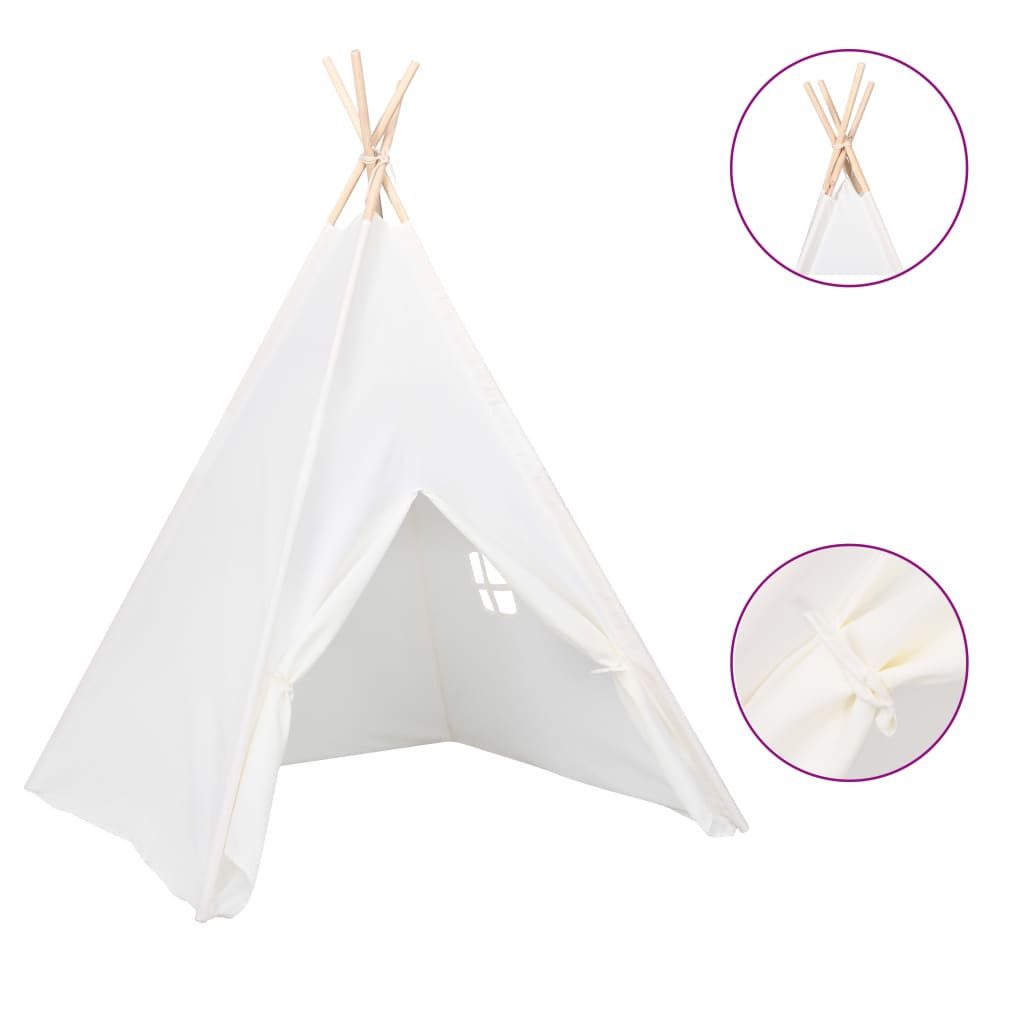 Spielzelt Kinder Tipi-Zelt mit Tasche Pfirsichhaut Weiß 120x120x150 cm