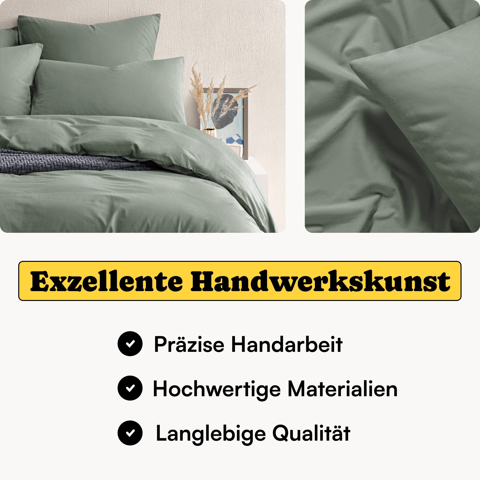 Seralino Bettwäsche Set, Perkal, 2 teilig, 100% Bio Baumwolle, ab gr. 135x200, Perkal, besonders weich & atmungsaktiv, BCI zertifiziert, mit Reißverschluss