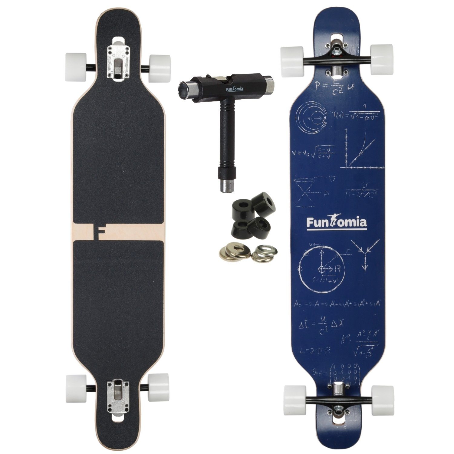 Mach1 in Drop Camber und Kugellager, Mathe Cruiser Longboard FunTomia Camber Longboard - 122kg Twin Through 3 1 T-Tool ABEC-9 Flex Ahornholz Rollen bis LED Twin Tip Komplettboard Skateboard Flex Speed + - 25 / Tip mit Stufen