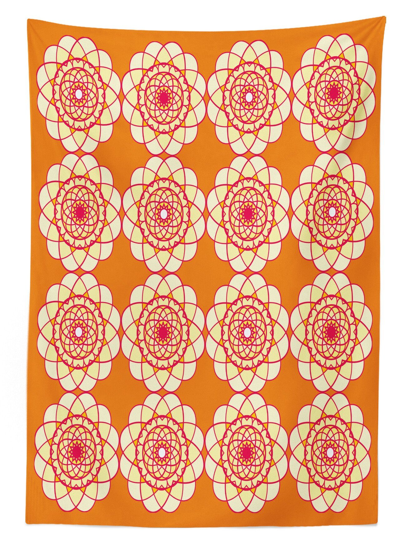 Waschbar Bereich Abakuhaus den Rosa Farbfest geeignet Kunst Farben, Klare Tischdecke Für Geometric Retro Orange und Außen