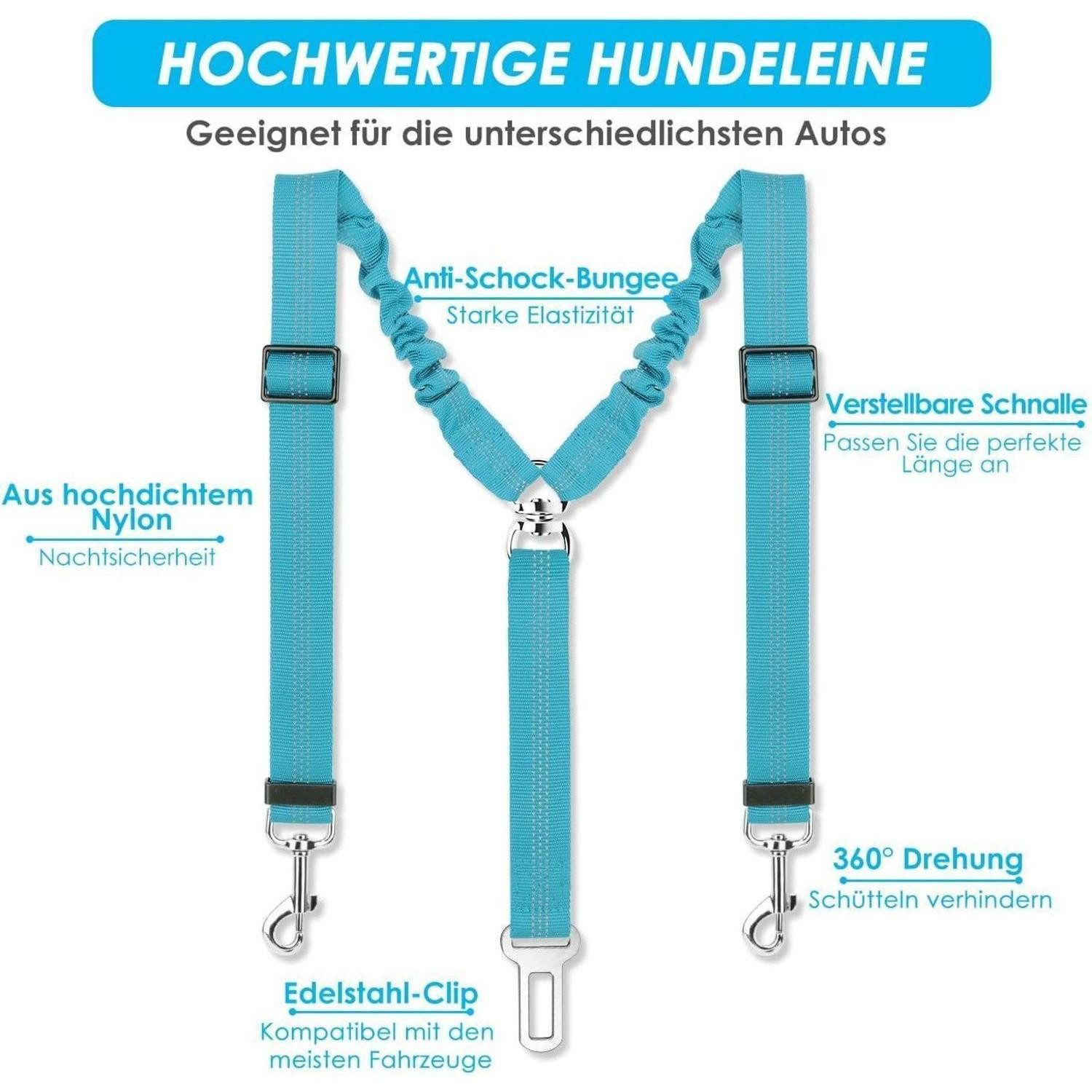 SlowTon Autohundegeschirr Anschnallgurt Hund Auto verstellbarer Sicherheitsgurt 2 in 1 langlebig
