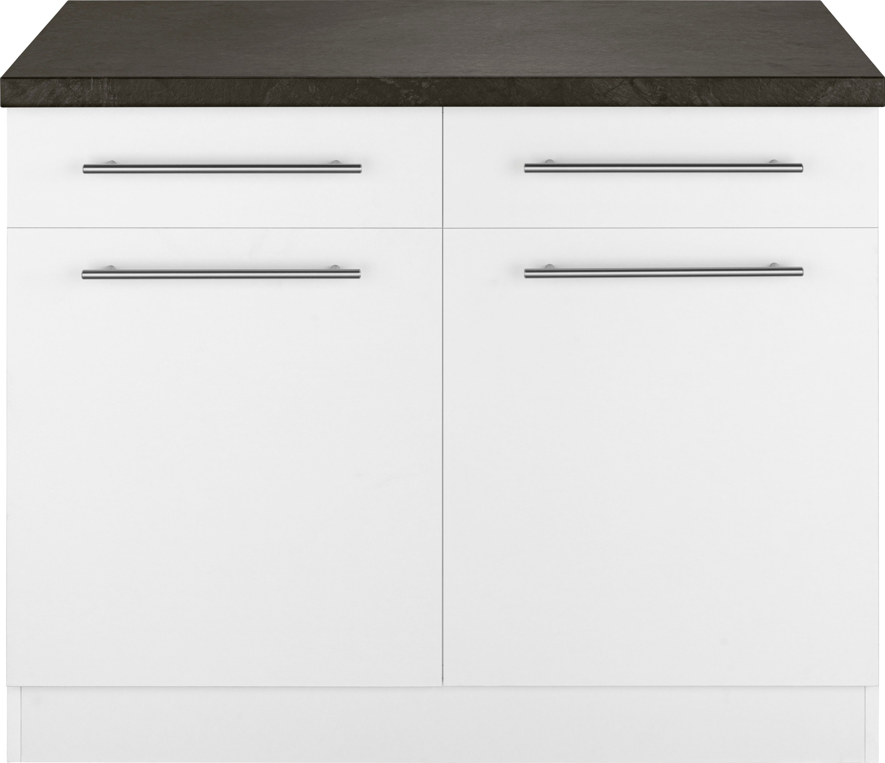 wiho Küchen Unterschrank Unna 100 weiß/granit schwarz cm Weiß breit 
