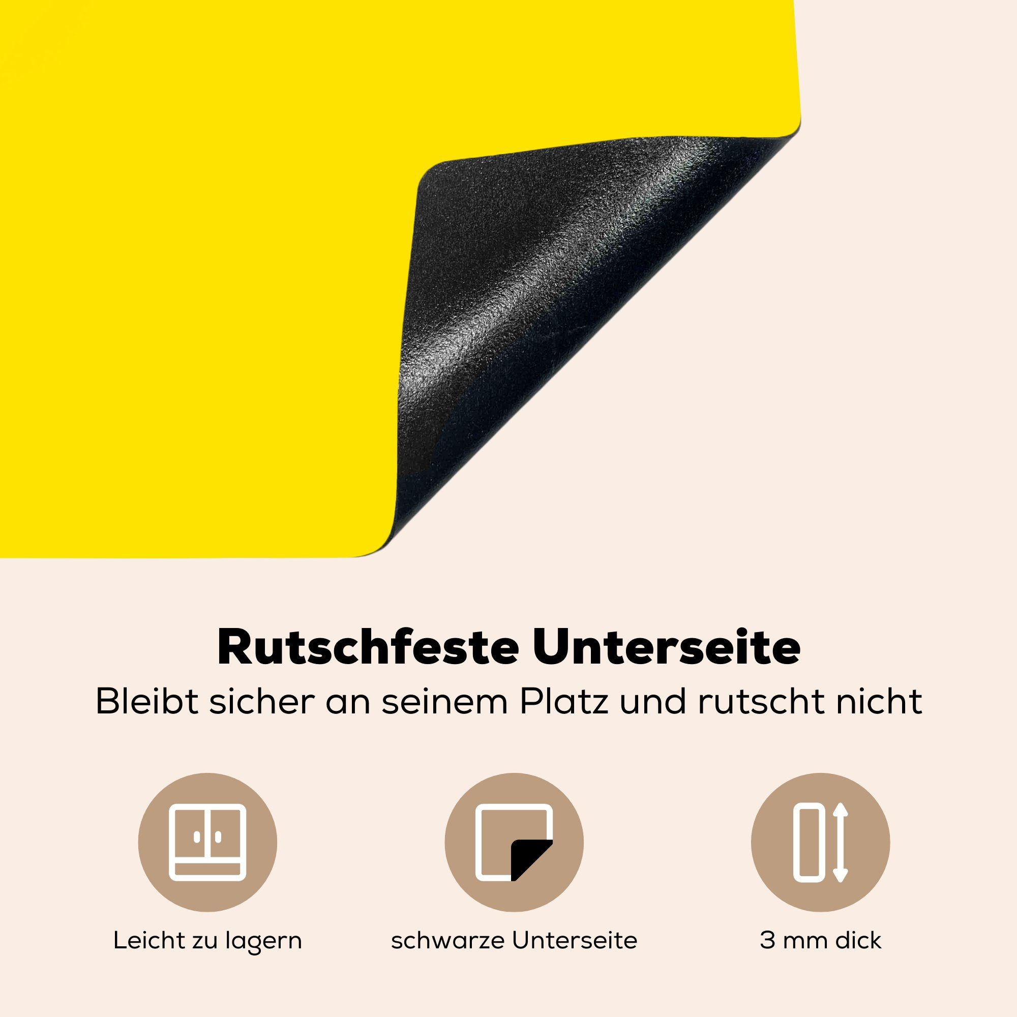 Ceranfeldabdeckung Hintergrund, Induktionskochfeld für Vinyl, Herdblende-/Abdeckplatte küche, gelbem 81x52 (1 auf Weiße tlg), cm, Schutz Zitrone MuchoWow die