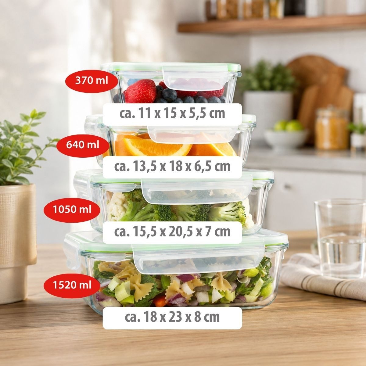 Alpina Frischhaltedose alpina 8-Teilig Glasdosen, Glas – Bild 2 von 5