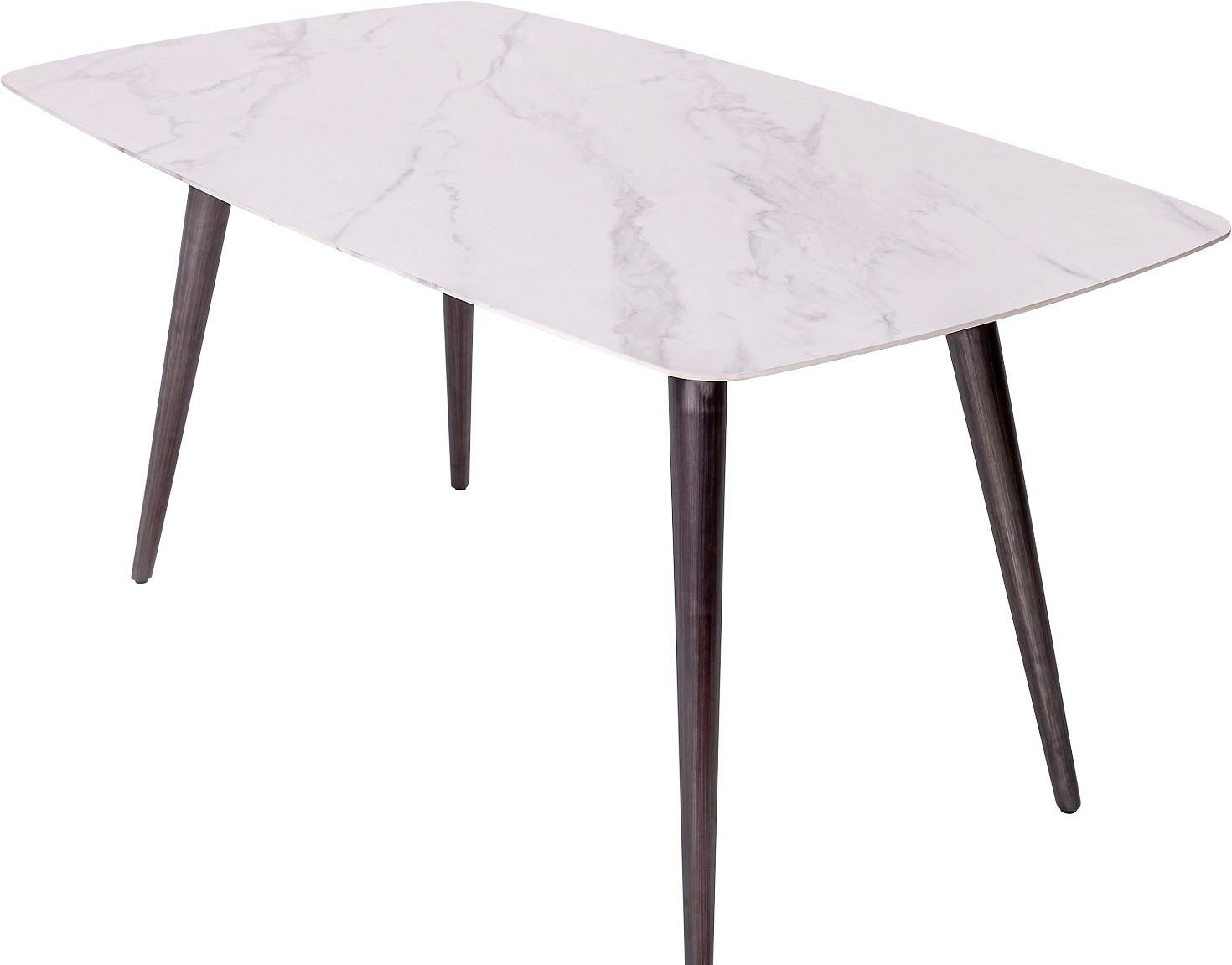 Leonique Esstisch Fremont, Keramik-Esstisch, Marmoroptik, Metallbeine schwarz, ca. 160x90x76 cm