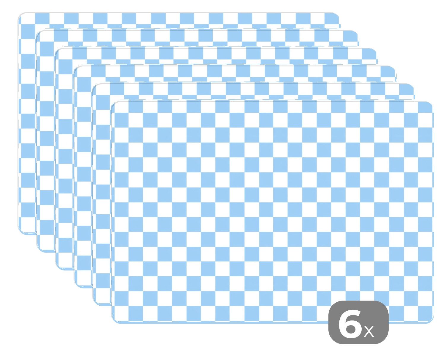 MuchoWow Platzset Schachbrett - Klassisch - Blau, (6-St), Platzsets, Tischset, Abwaschbar, Tischsets, Platzdeckchen