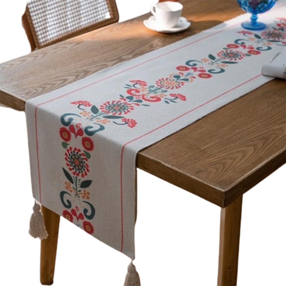 FELIXLEO Tischläufer Tischläufer Boho-Stil Blumenmuster für Party Restaurant Tisch 35*180cm