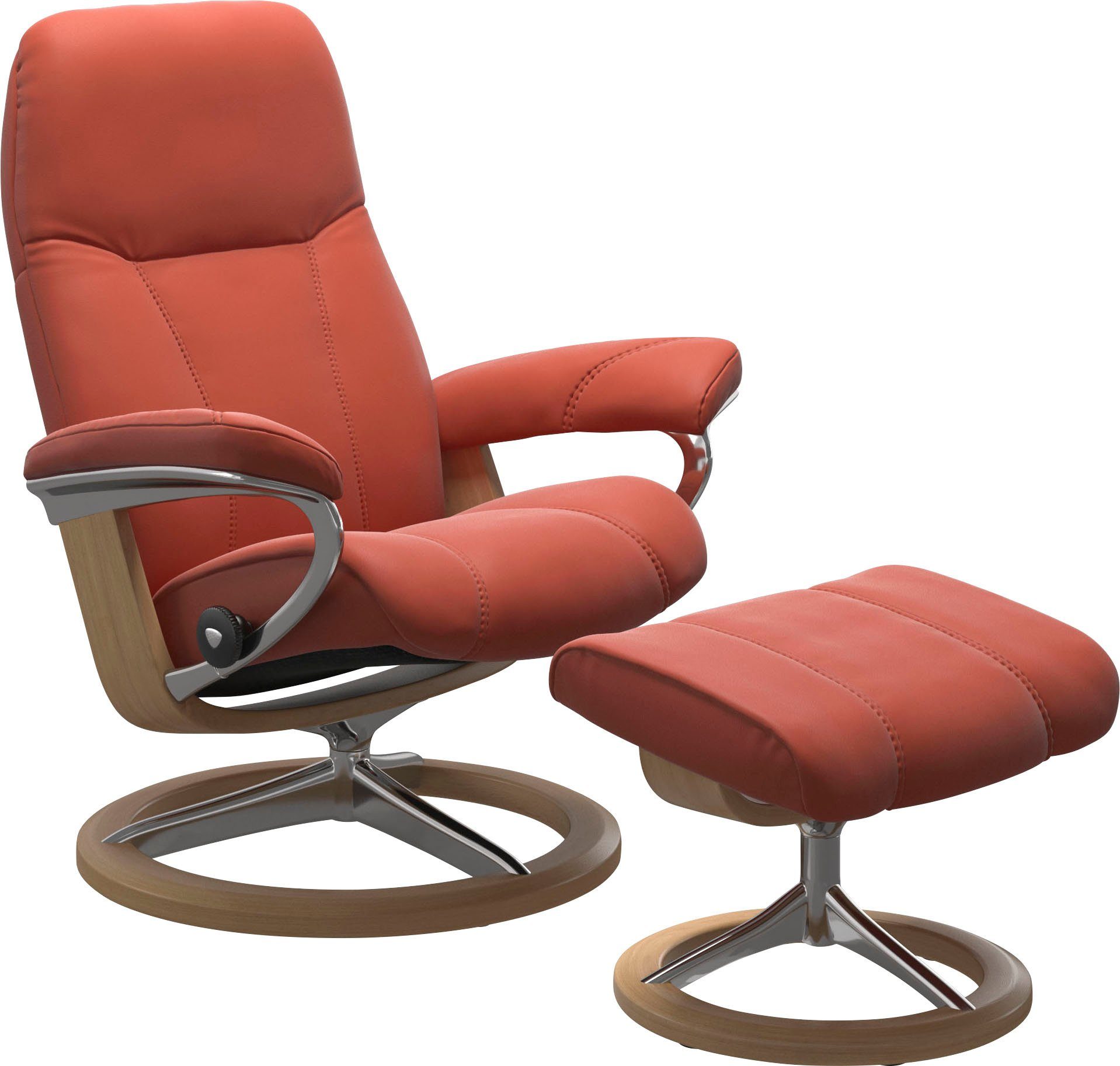 Stressless® Relaxsessel Consul (Set, Relaxsessel mit Hocker), mit Hocker, mit Signature Base, Größe M, Gestell Eiche