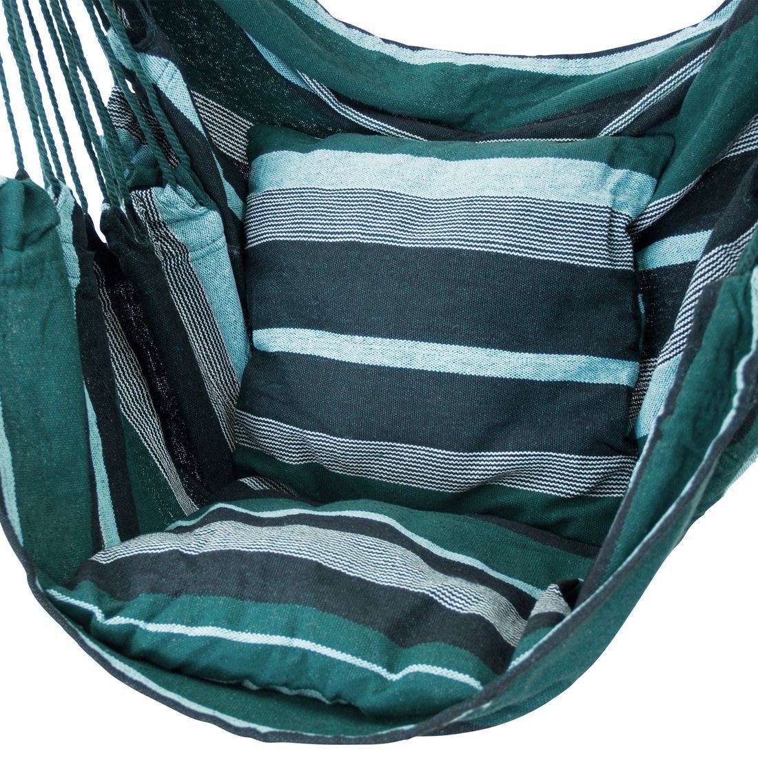 yourGEAR Hängestuhl yourGEAR Lombok Smaragd - Hängesessel mit 2 Kissen Sitz-Hängematte max 240kg Hängesitz Hängeschaukel 360° Swing Chair – Bild 4 von 5