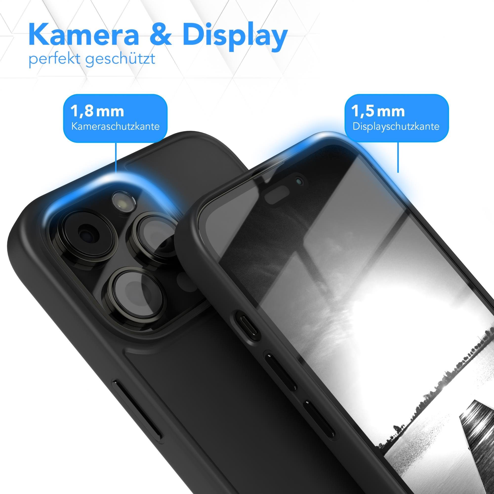 EAZY CASE Handyhülle Outdoor Case für Apple iPhone 14 Pro Max 6,7 Zoll, Hülle Outdoor kratzfest Schutzhülle mit Kameraschutz Robust Schwarz