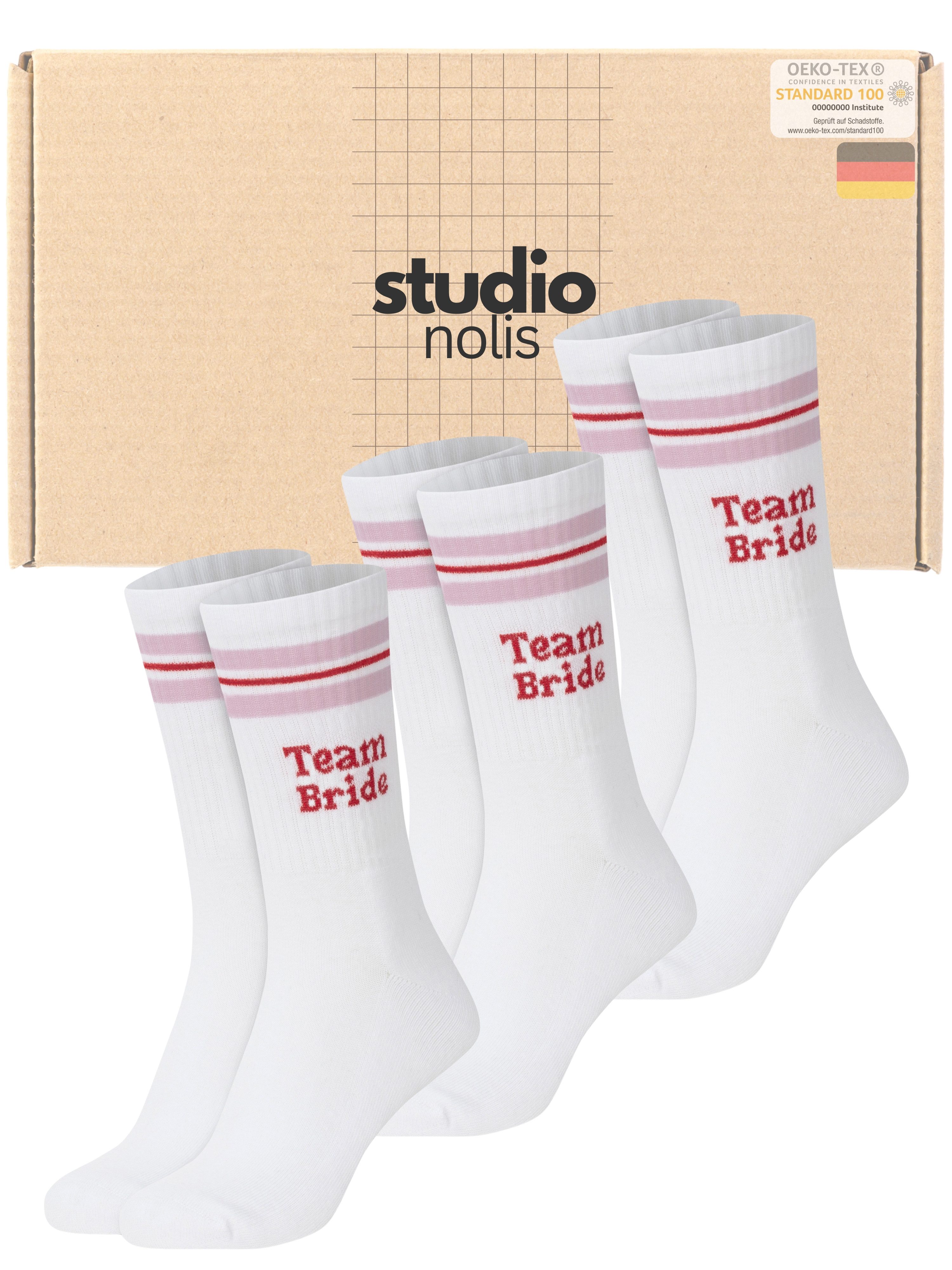 Studio Nolis Tennissocken Team Bride - JGA - Crew Socks Brautjungfern (3-Paar)