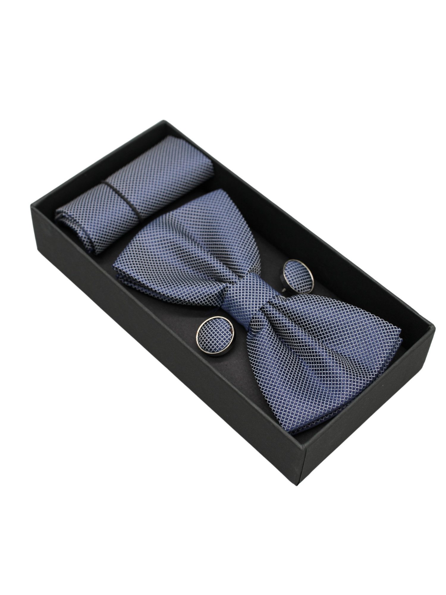 ANTALUX Fliege Elegantes 4-teiliges Herren-Set: Fliege, Tuch & Manschettenknöpfe