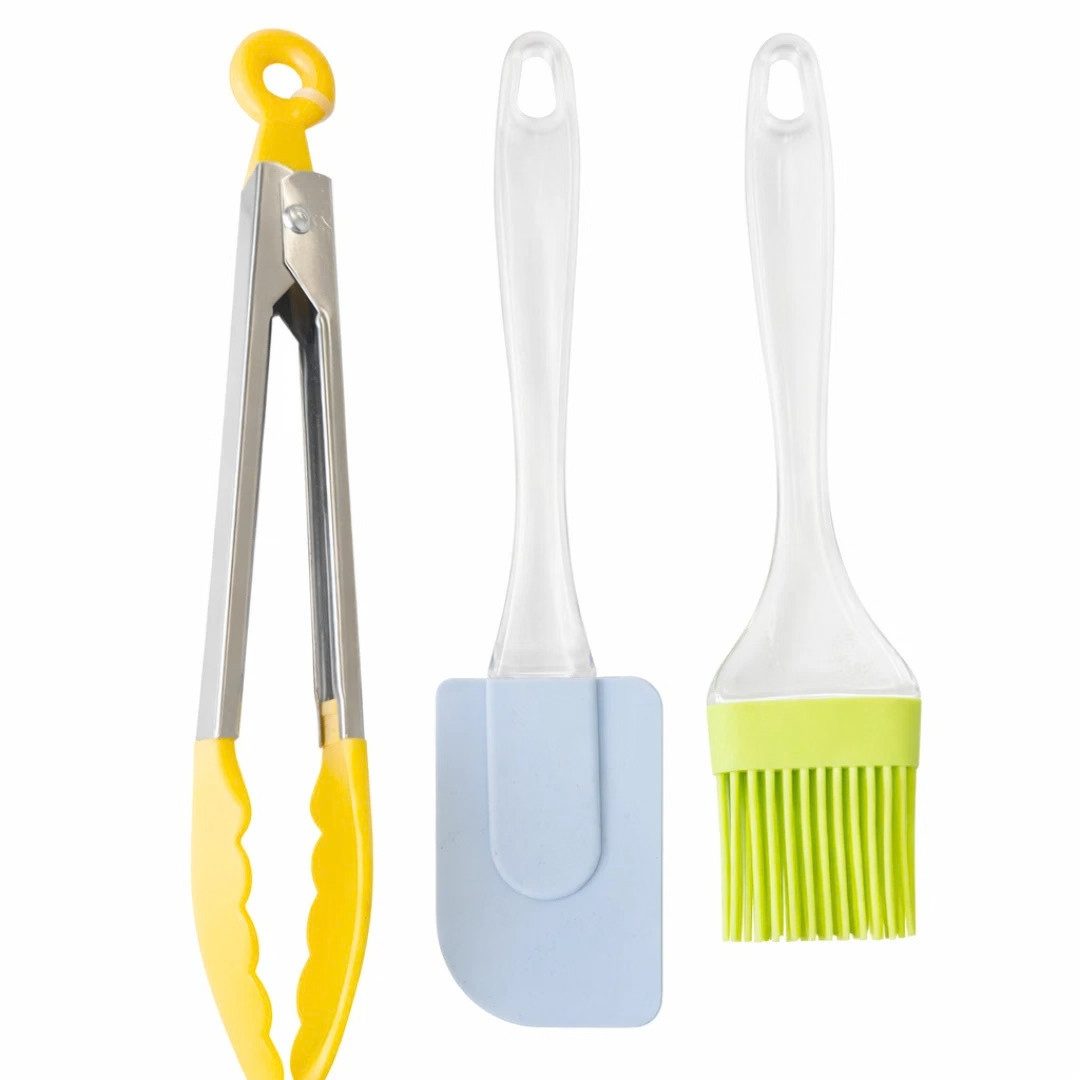 EUROBATT Sp. z o.o. Grillzange 3tlg. Grillzange Küchenzange Spachtel Bratenpinsel Küchenhelfer Set, Bestreichen