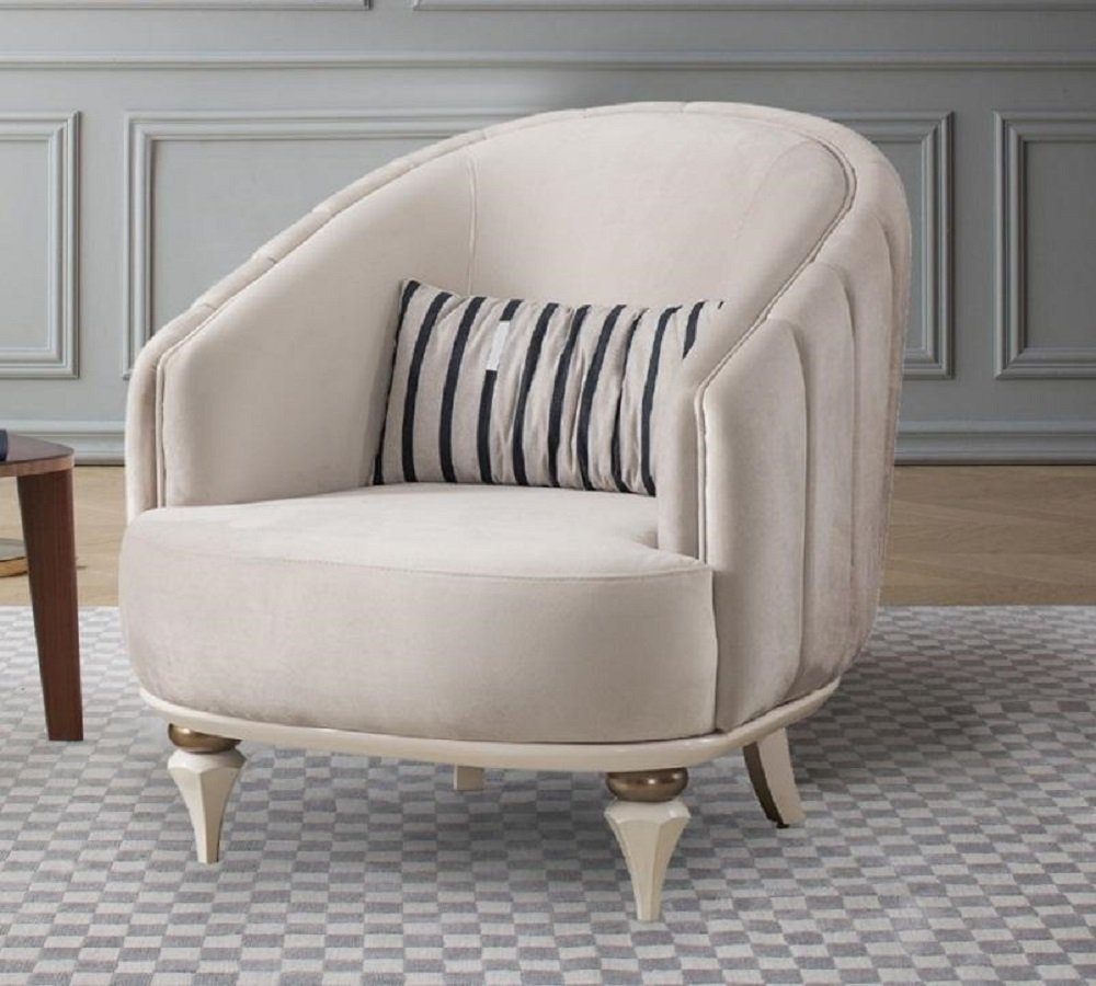 JVmoebel Sessel Luxus Sessel Polster Thron italienischer Stil Echtholz Modern Möbel | Einzelsessel
